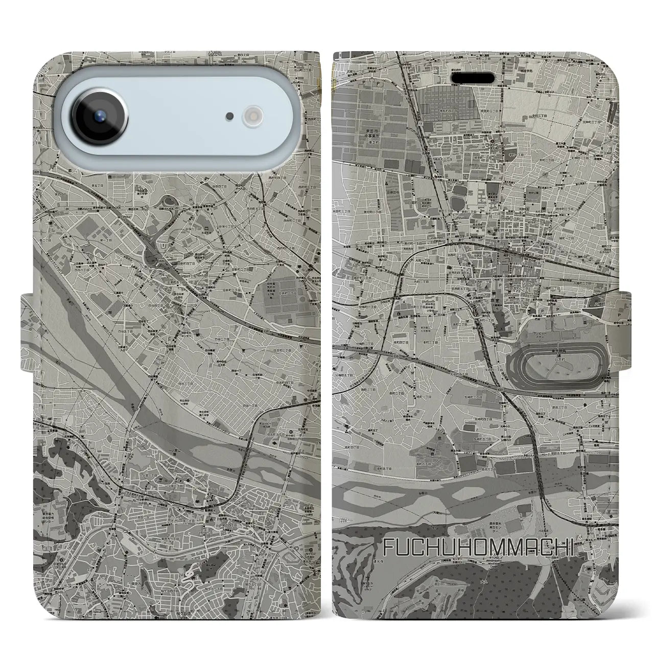 【府中本町(東京都)】地図柄iPhoneケース(手帳タイプ)