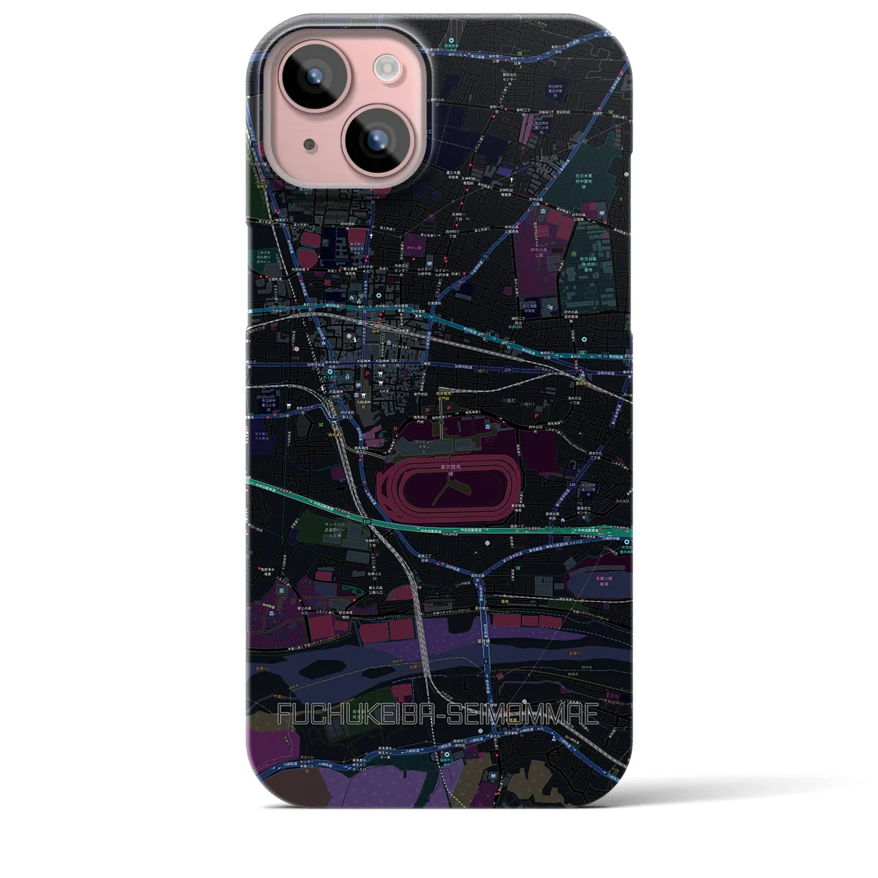 【府中競馬正門前(東京都)】地図柄iPhoneケース(バックカバータイプ)