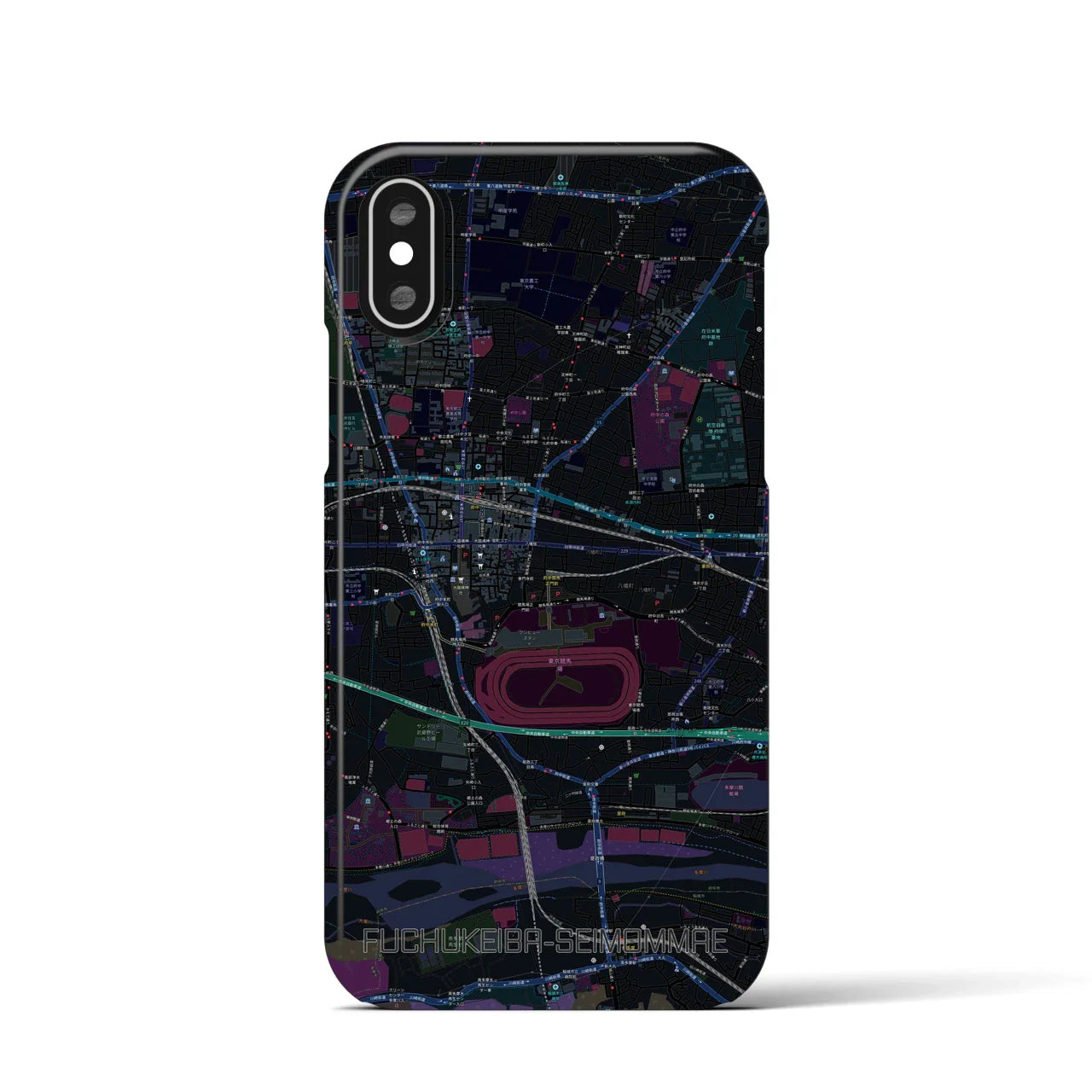 【府中競馬正門前(東京都)】地図柄iPhoneケース(バックカバータイプ)