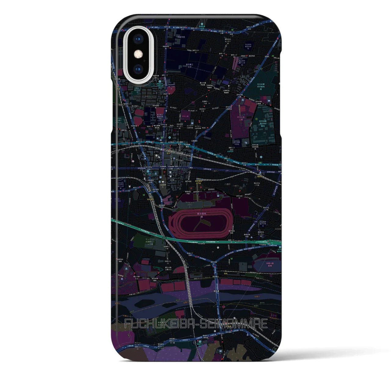 【府中競馬正門前(東京都)】地図柄iPhoneケース(バックカバータイプ)