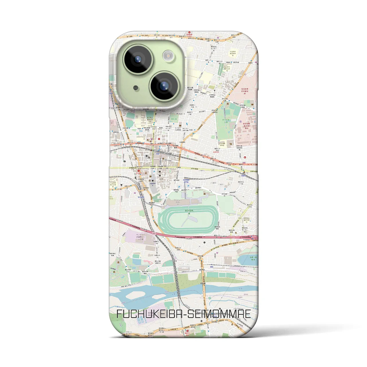 【府中競馬正門前(東京都)】地図柄iPhoneケース(バックカバータイプ)