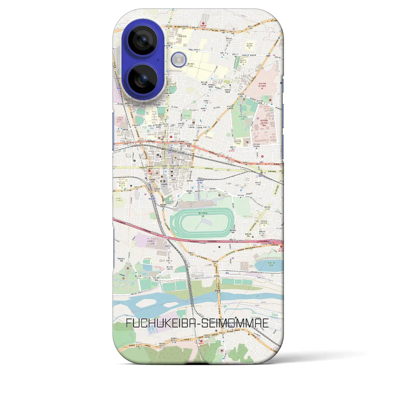 【府中競馬正門前(東京都)】地図柄iPhoneケース(バックカバータイプ)ブラック・iPhone 16 Pro Max 用
