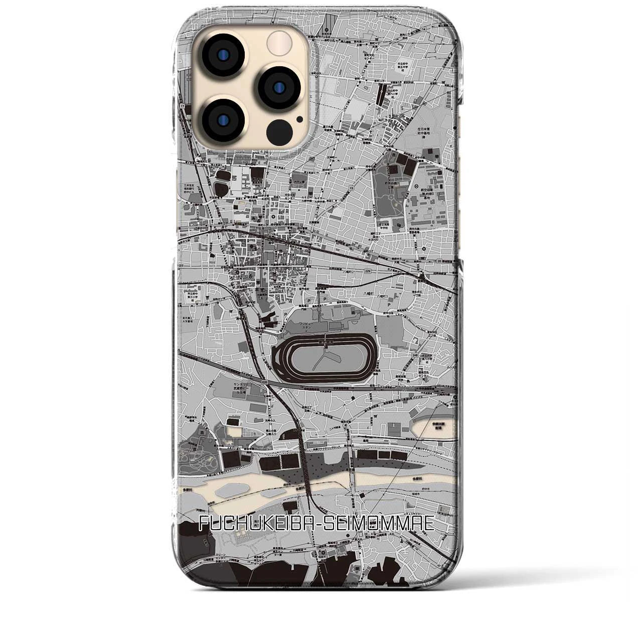 【府中競馬正門前(東京都)】地図柄iPhoneケース(クリアタイプ)