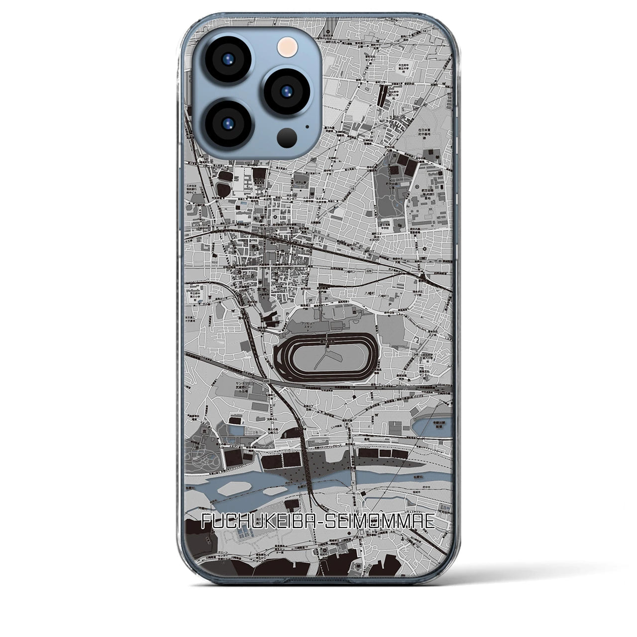 【府中競馬正門前(東京都)】地図柄iPhoneケース(クリアタイプ)