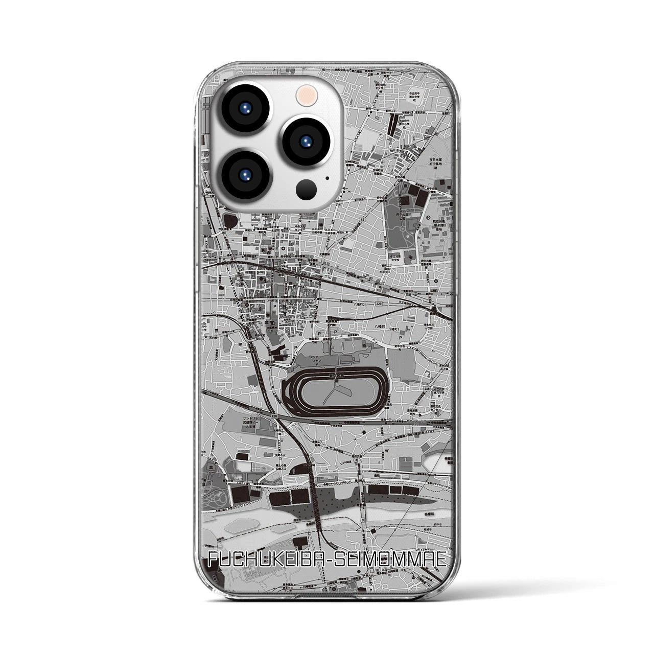 【府中競馬正門前(東京都)】地図柄iPhoneケース(クリアタイプ)