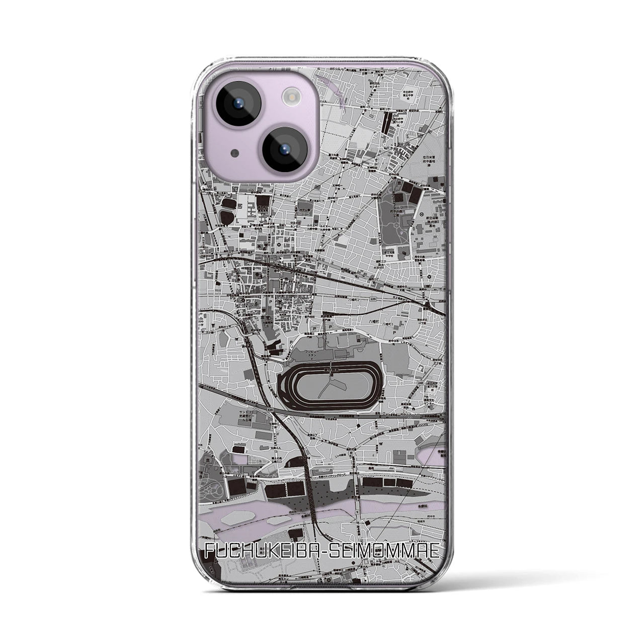 【府中競馬正門前(東京都)】地図柄iPhoneケース(クリアタイプ)