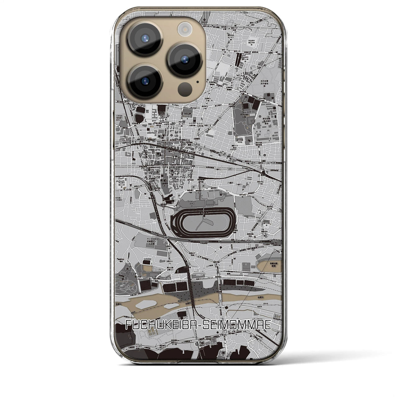 【府中競馬正門前(東京都)】地図柄iPhoneケース(クリアタイプ)