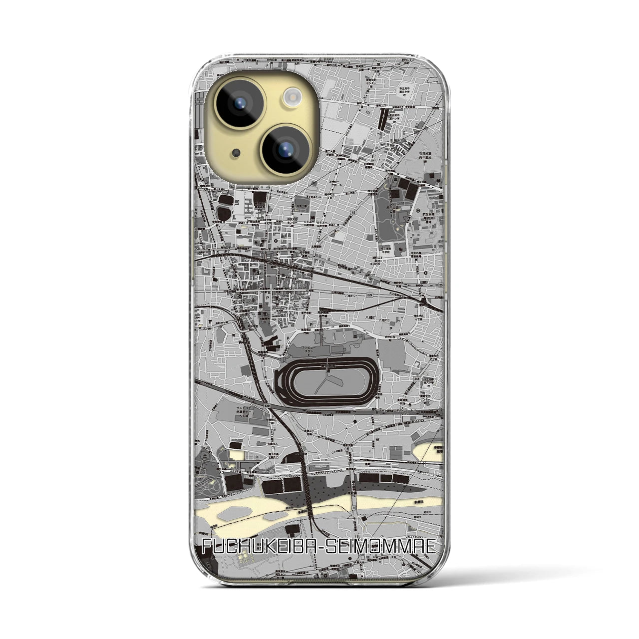 【府中競馬正門前(東京都)】地図柄iPhoneケース(クリアタイプ)