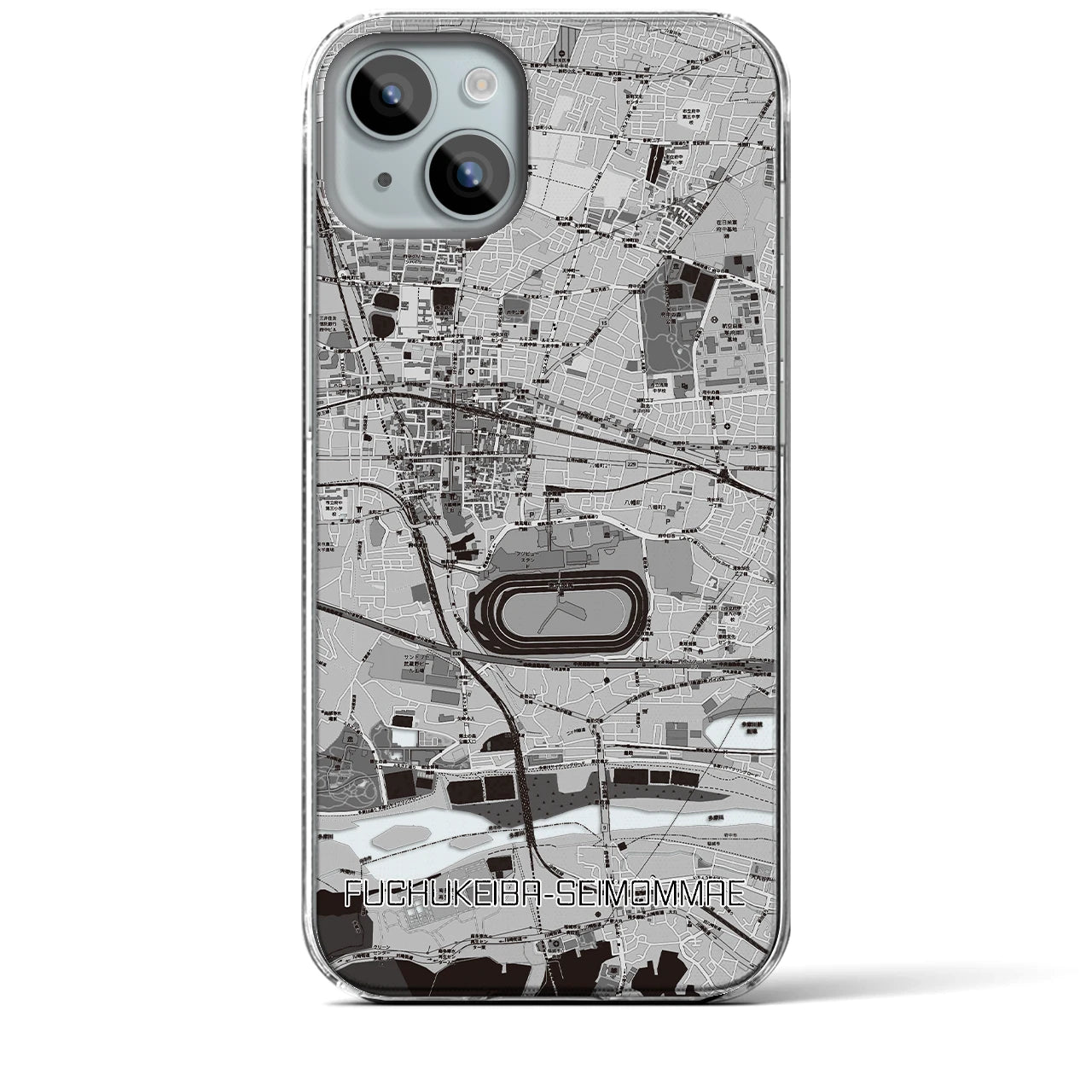 【府中競馬正門前(東京都)】地図柄iPhoneケース(クリアタイプ)