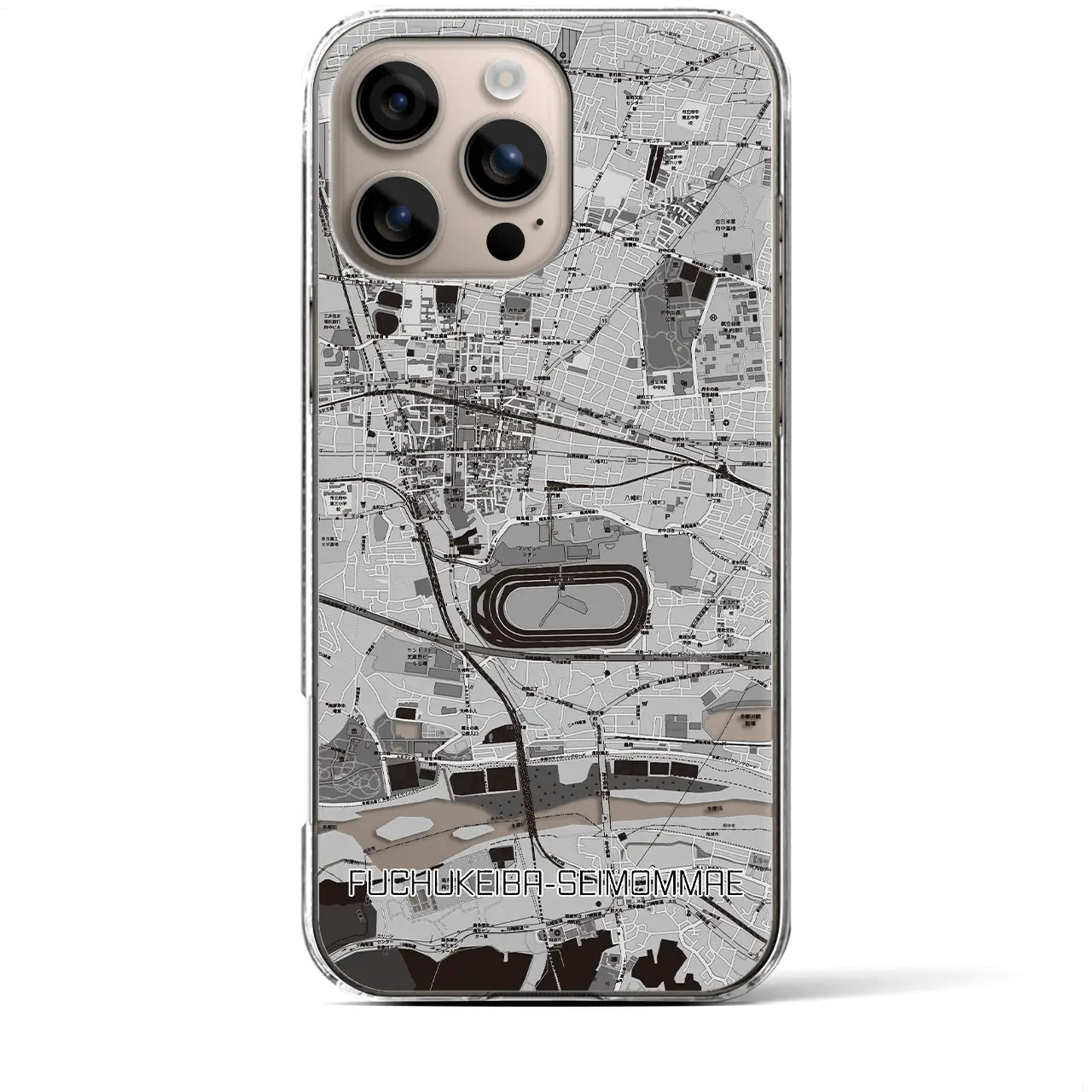 【府中競馬正門前(東京都)】地図柄iPhoneケース(クリアタイプ)