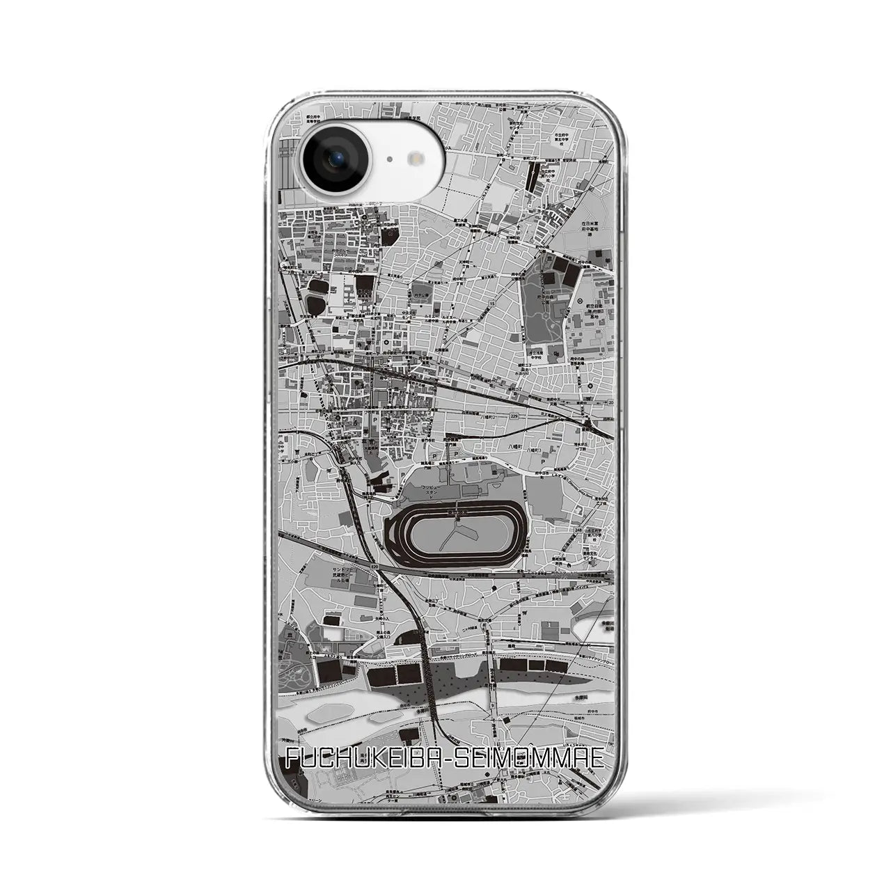 【府中競馬正門前(東京都)】地図柄iPhoneケース(クリアタイプ)