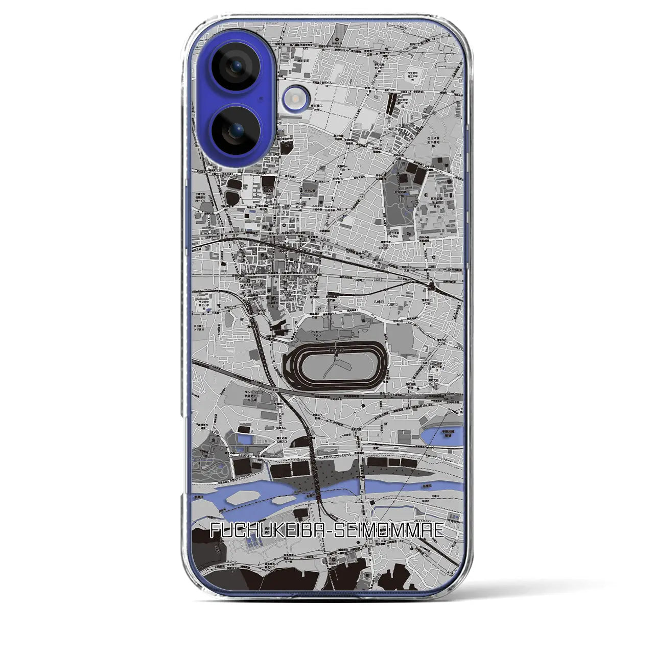 【府中競馬正門前(東京都)】地図柄iPhoneケース(クリアタイプ)