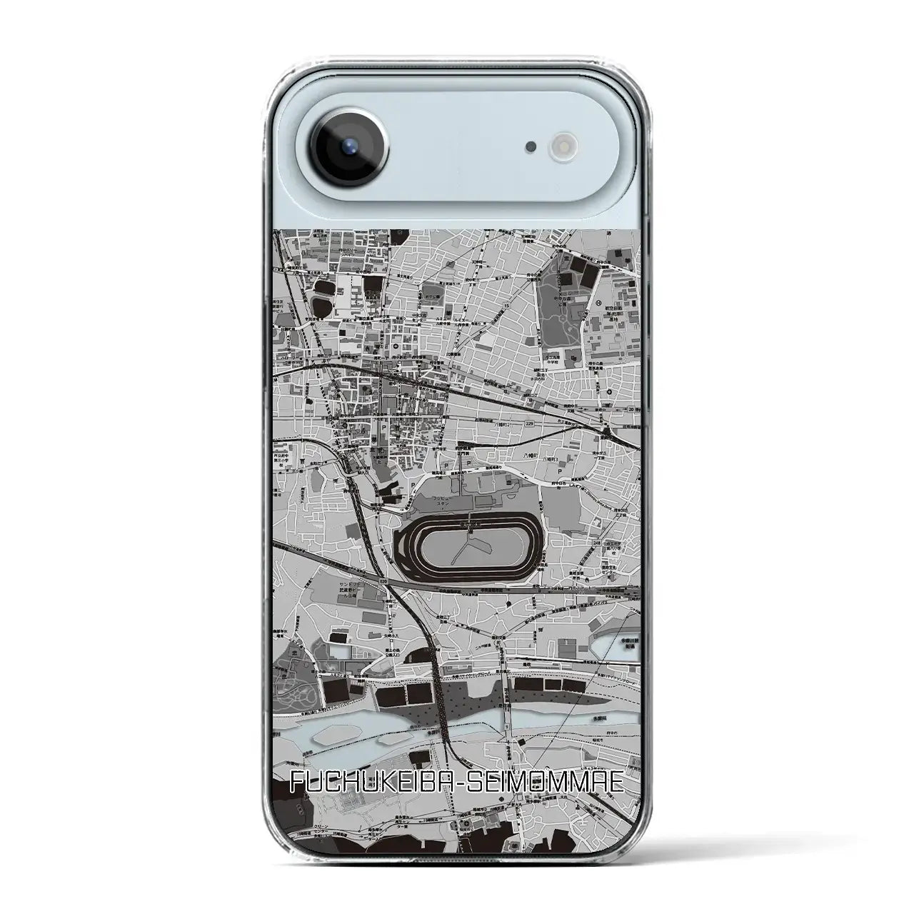 【府中競馬正門前(東京都)】地図柄iPhoneケース(クリアタイプ)モノトーン・iPhone 17 Pro Max 用