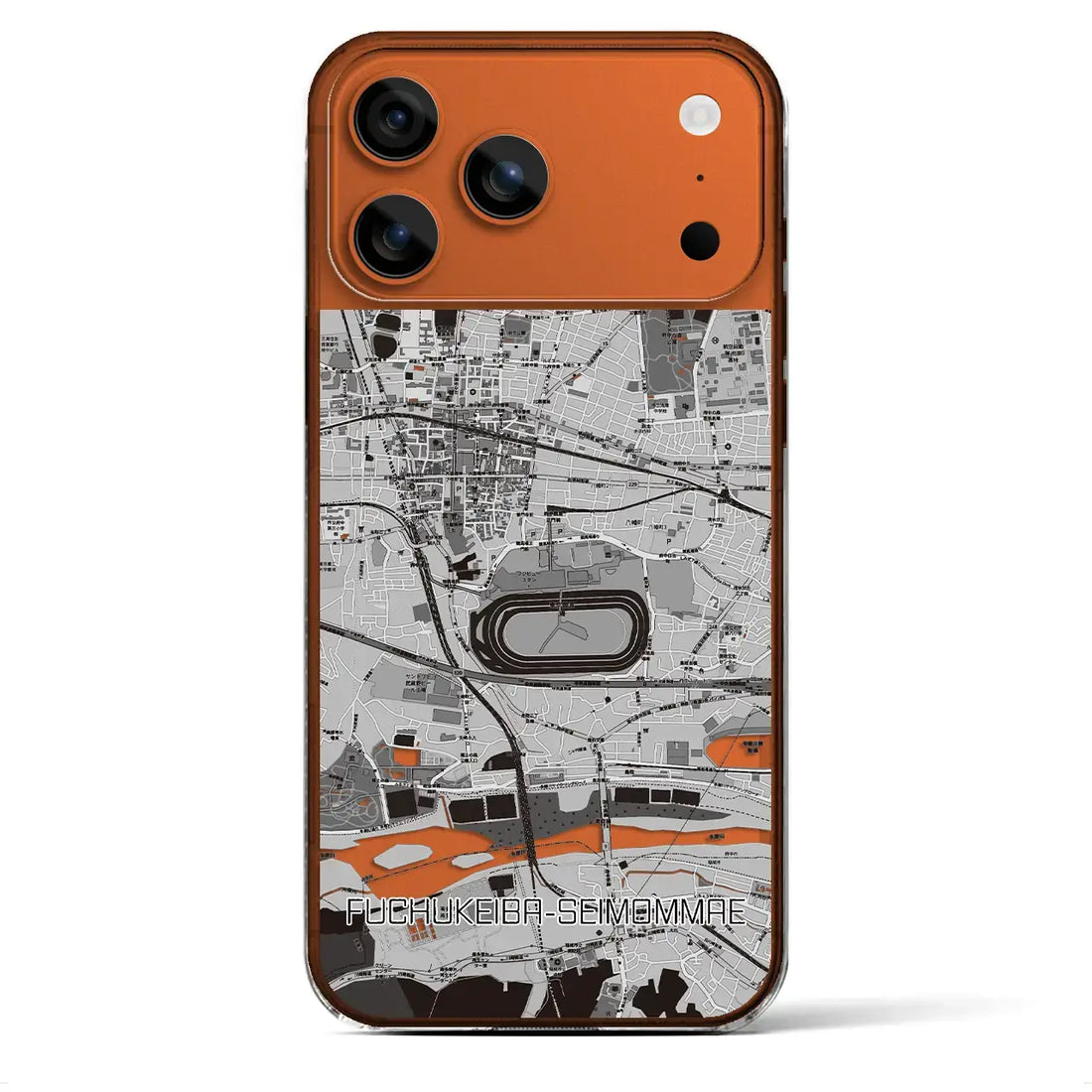 【府中競馬正門前(東京都)】地図柄iPhoneケース(クリアタイプ)