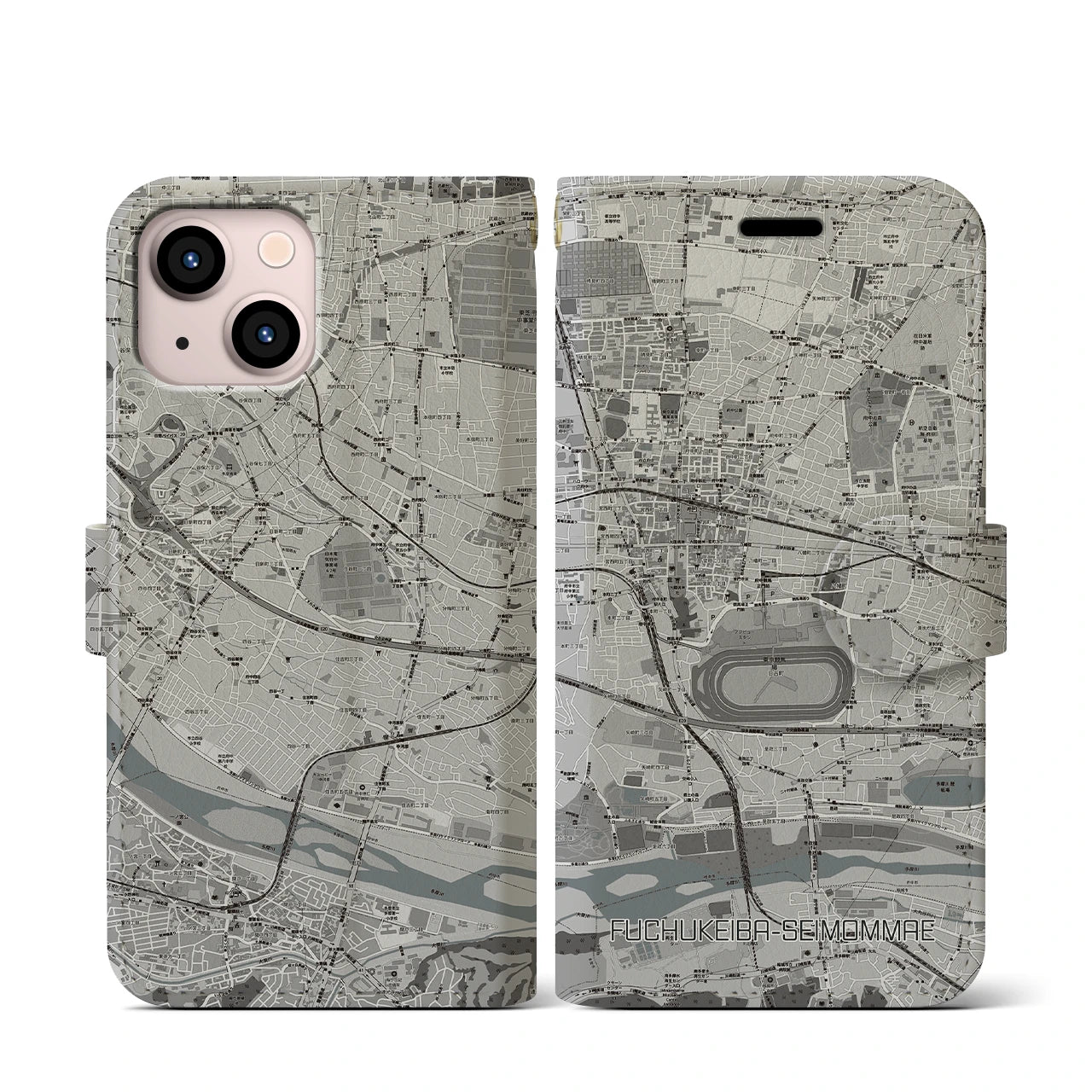 【府中競馬正門前(東京都)】地図柄iPhoneケース(手帳タイプ)