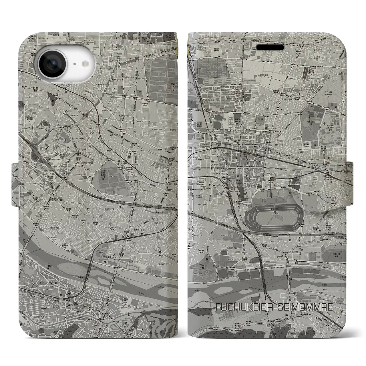 【府中競馬正門前(東京都)】地図柄iPhoneケース(手帳タイプ)