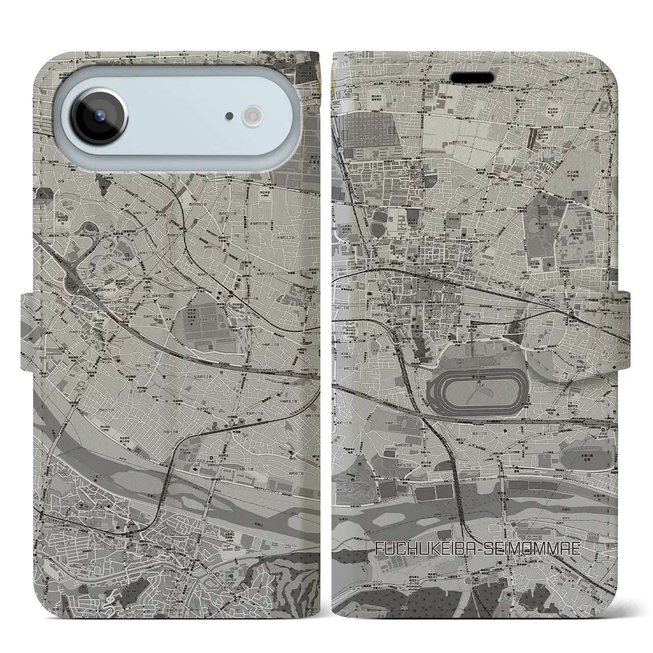 【府中競馬正門前(東京都)】地図柄iPhoneケース(手帳タイプ)