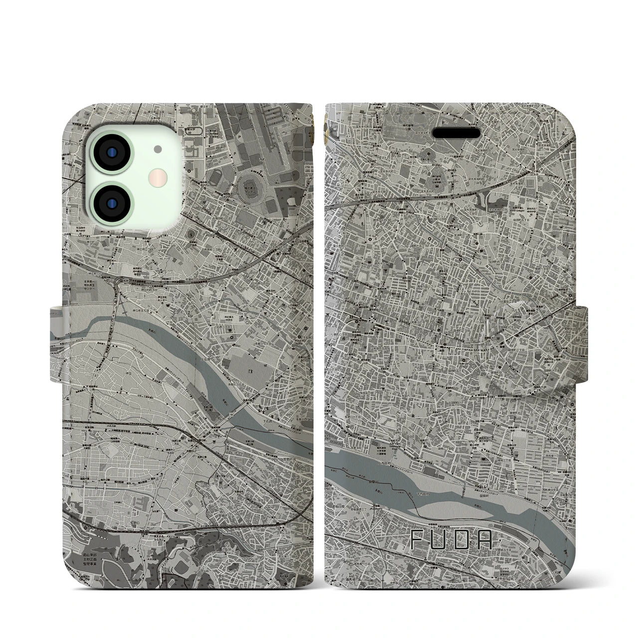 【布田(東京都)】地図柄iPhoneケース(手帳タイプ)