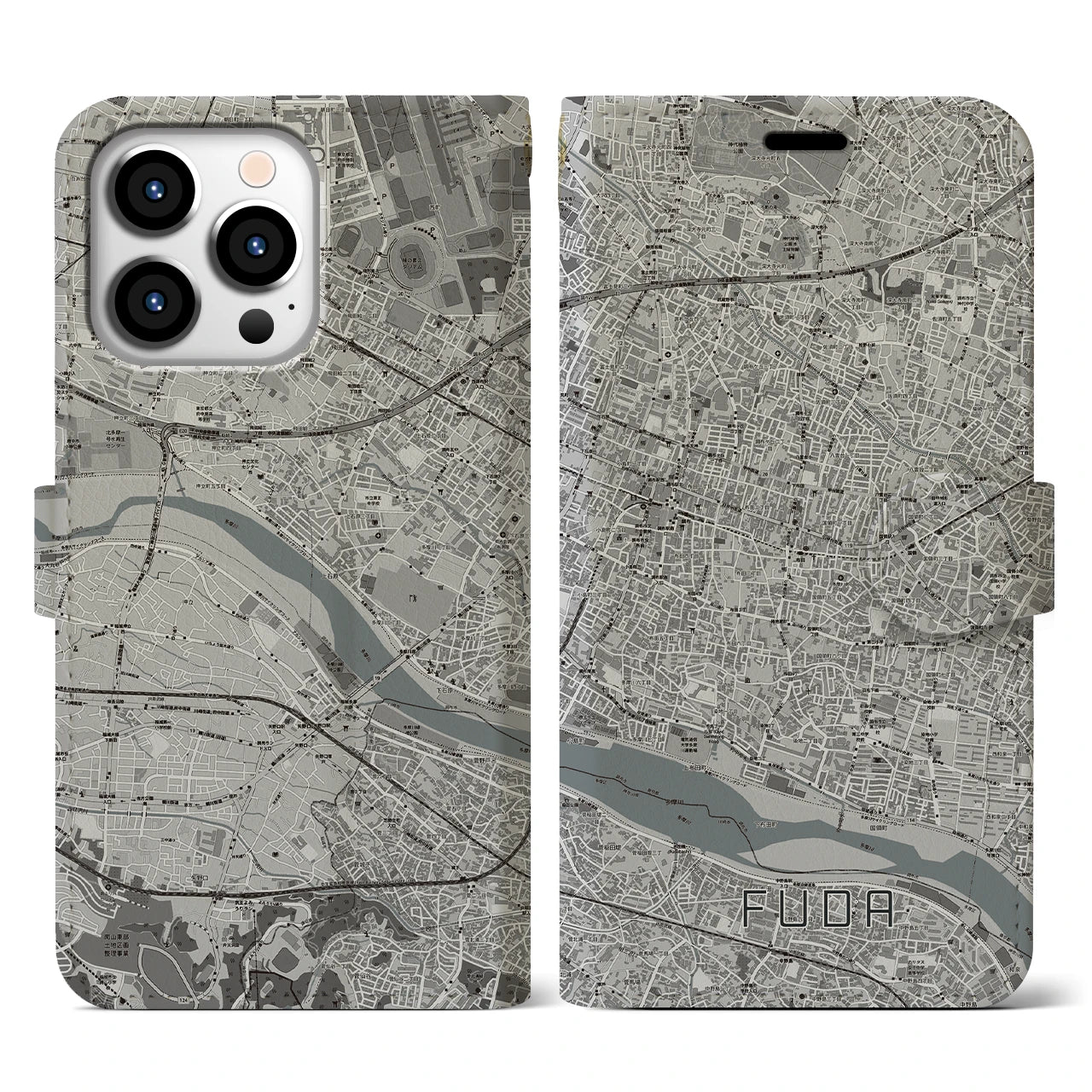 【布田(東京都)】地図柄iPhoneケース(手帳タイプ)