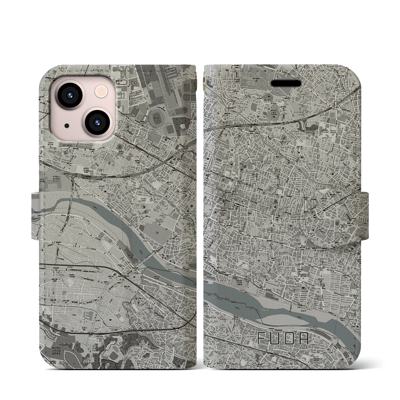 【布田(東京都)】地図柄iPhoneケース(手帳タイプ)