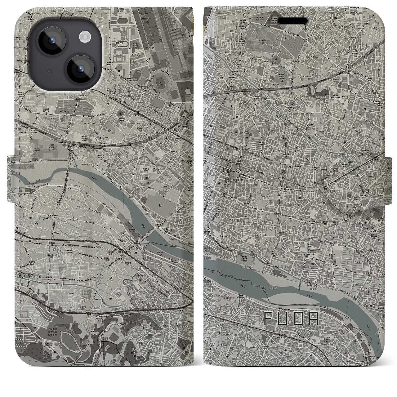 【布田(東京都)】地図柄iPhoneケース(手帳タイプ)