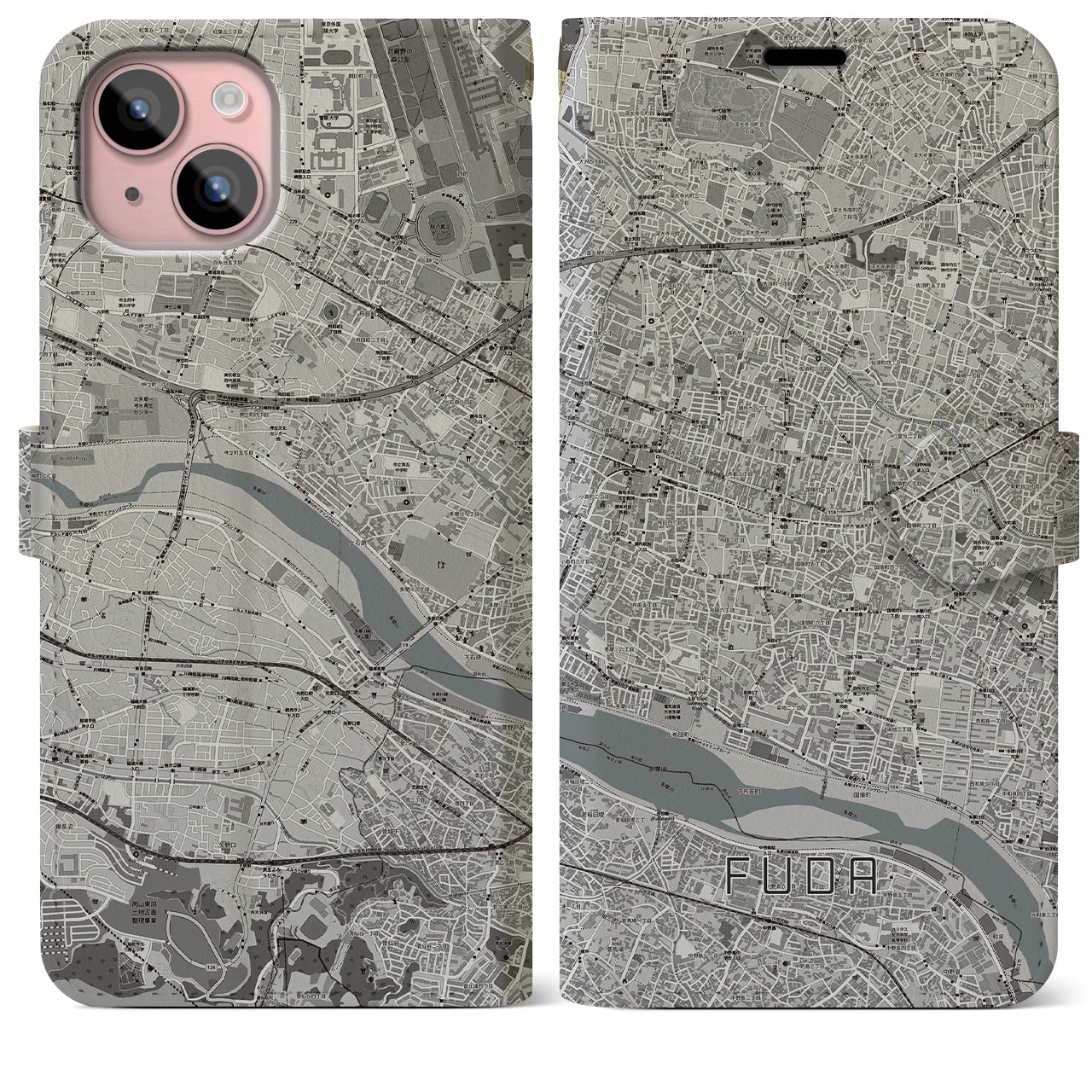 【布田(東京都)】地図柄iPhoneケース(手帳タイプ)