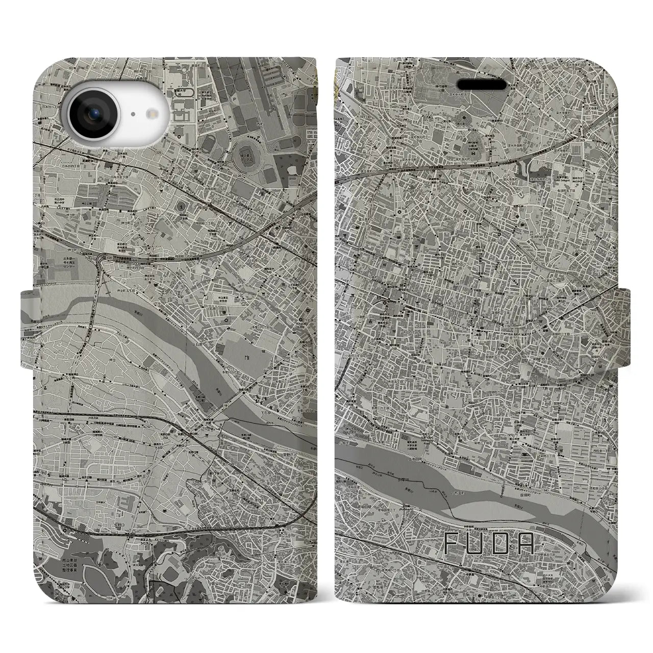 【布田(東京都)】地図柄iPhoneケース(手帳タイプ)