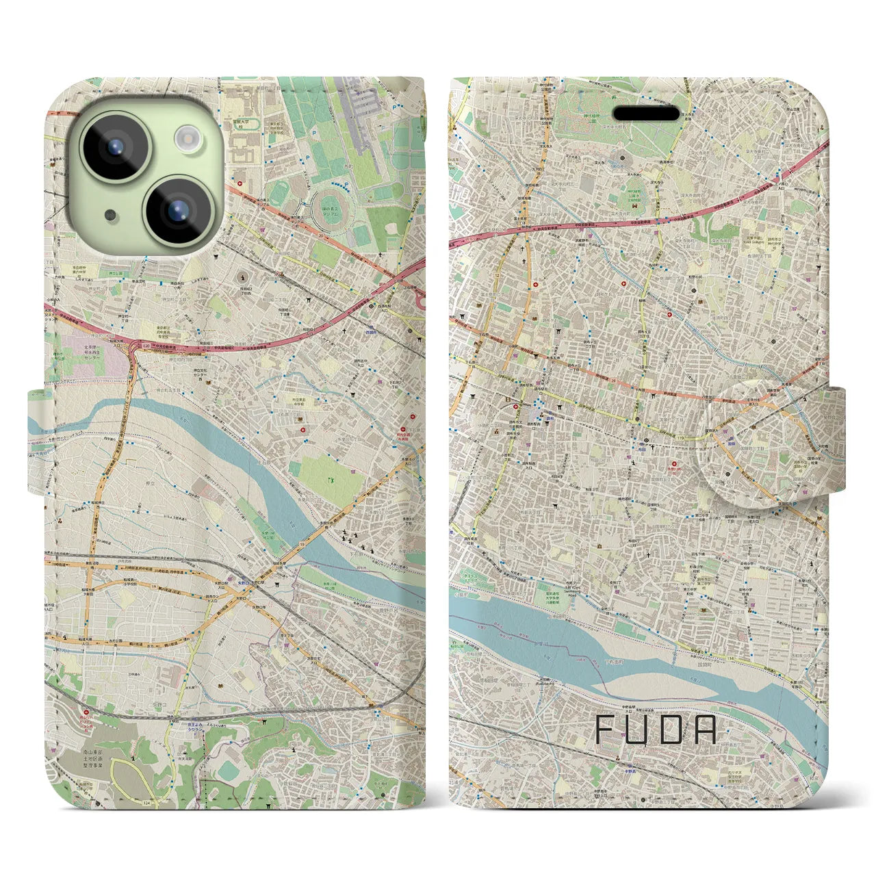 【布田(東京都)】地図柄iPhoneケース(手帳タイプ)