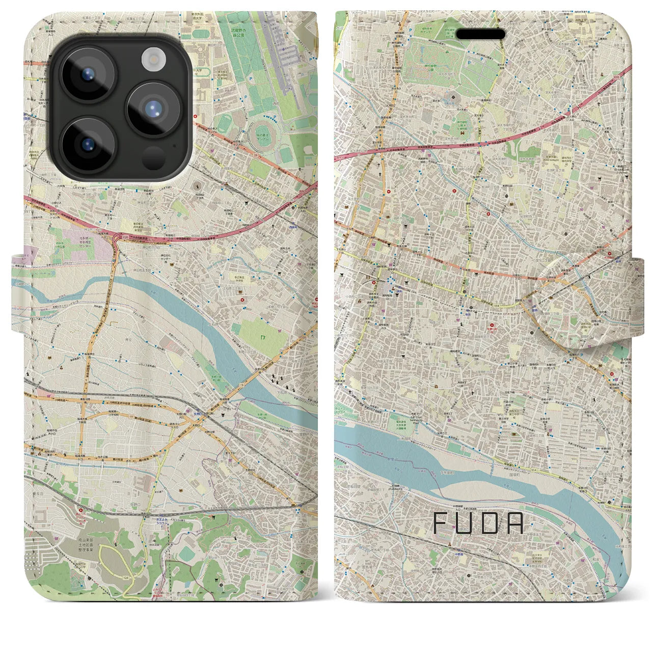 【布田(東京都)】地図柄iPhoneケース(手帳タイプ)