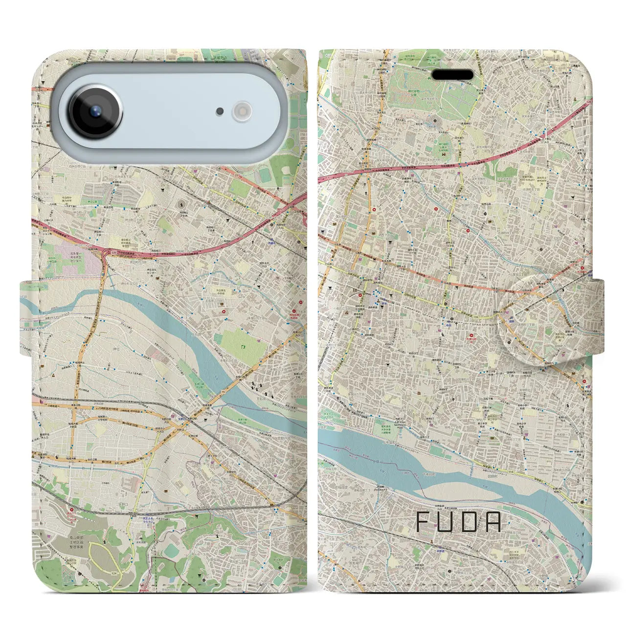 【布田(東京都)】地図柄iPhoneケース(手帳タイプ)