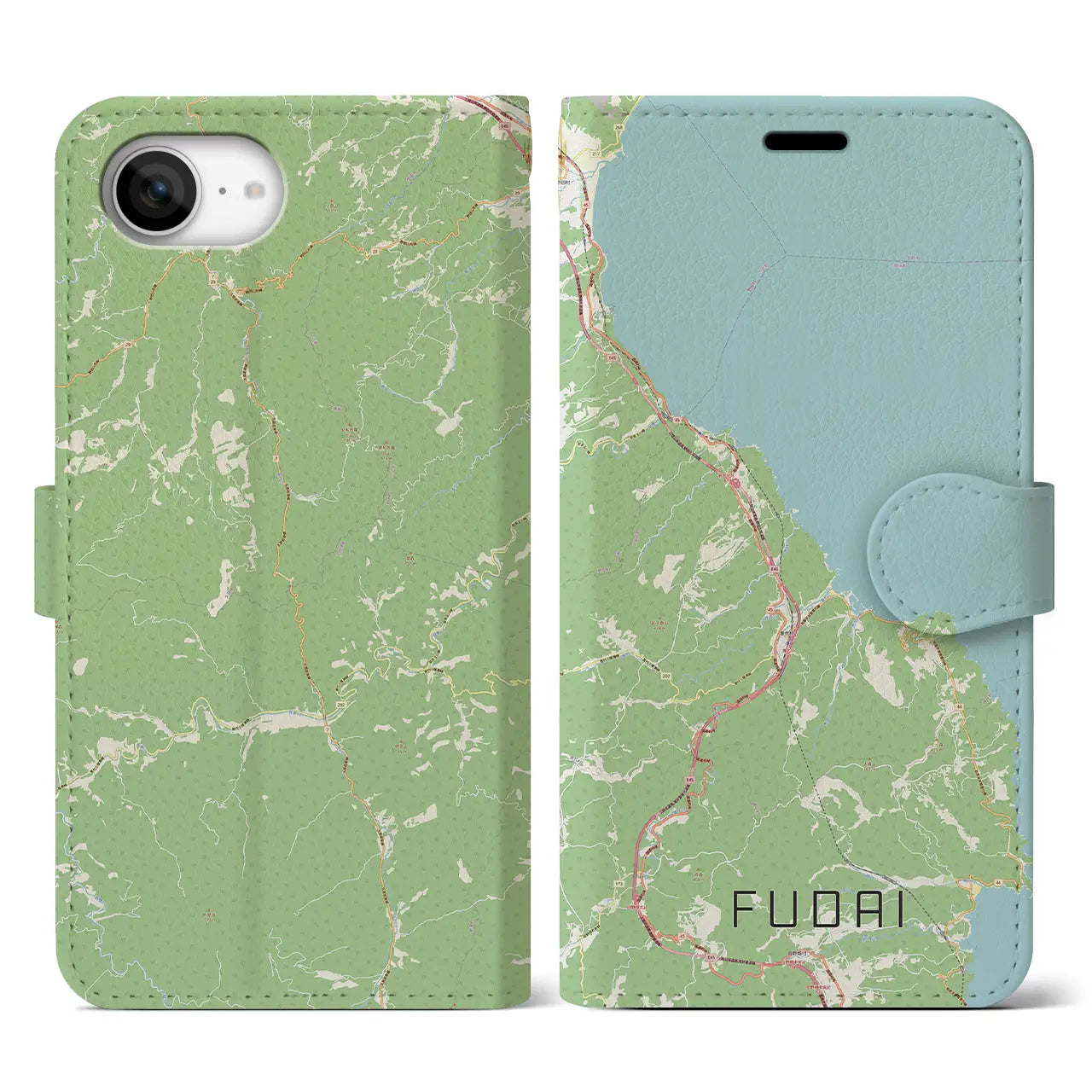 【普代(岩手県)】地図柄iPhoneケース(手帳タイプ)