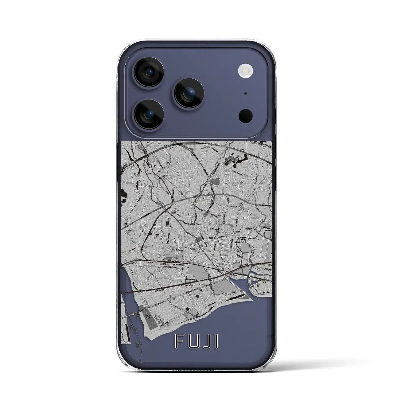 【富士(静岡県)】地図柄iPhoneケース(クリアタイプ)モノトーン・iPhone 17 Pro Max 用