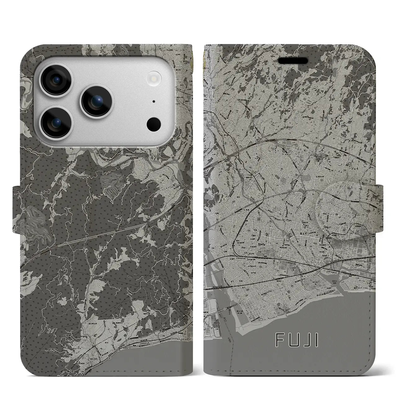 【富士(静岡県)】地図柄iPhoneケース(手帳タイプ)