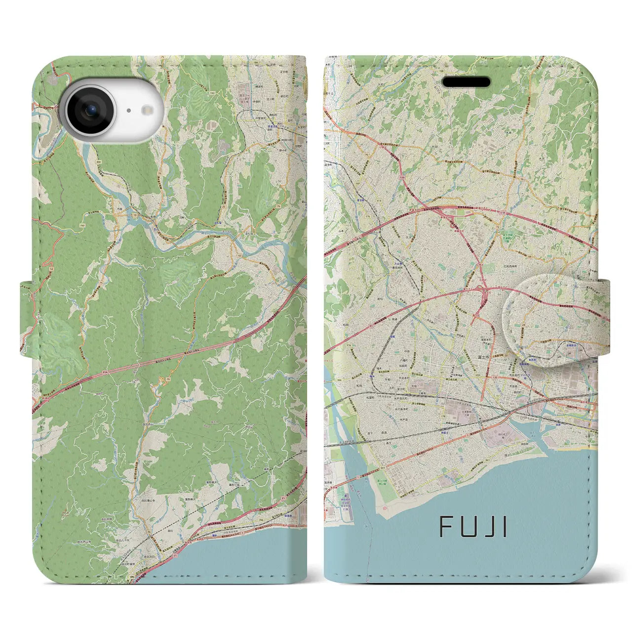 【富士(静岡県)】地図柄iPhoneケース(手帳タイプ)