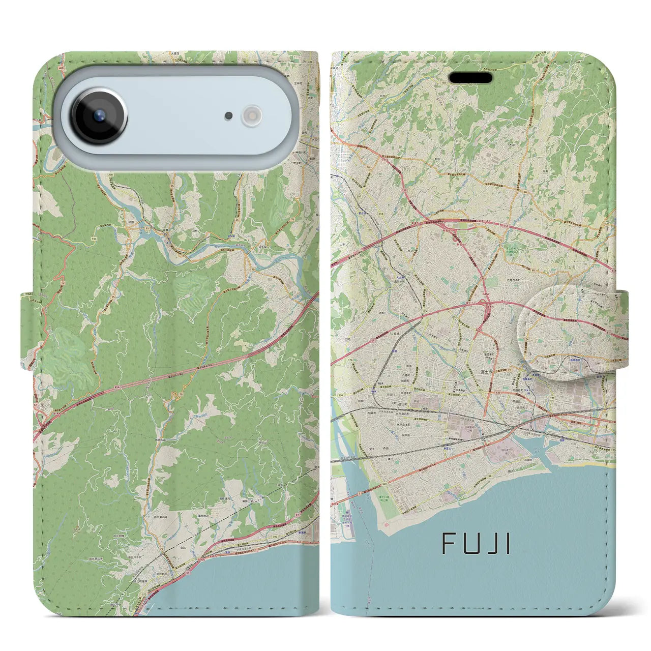 【富士(静岡県)】地図柄iPhoneケース(手帳タイプ)