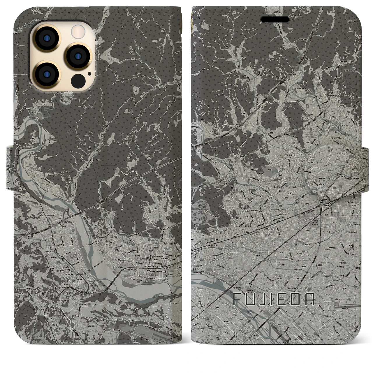 【藤枝(静岡県)】地図柄iPhoneケース(手帳タイプ)