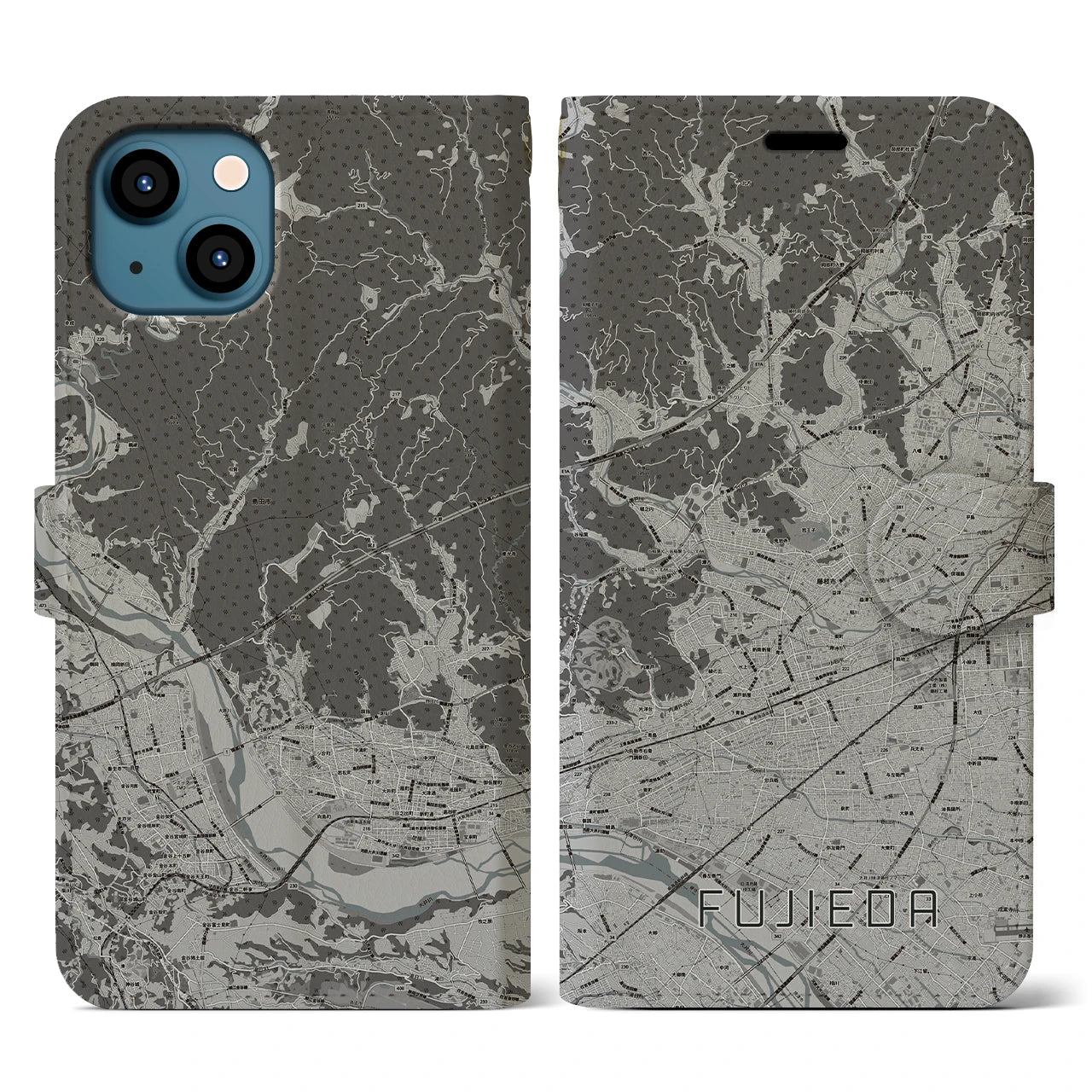 【藤枝(静岡県)】地図柄iPhoneケース(手帳タイプ)