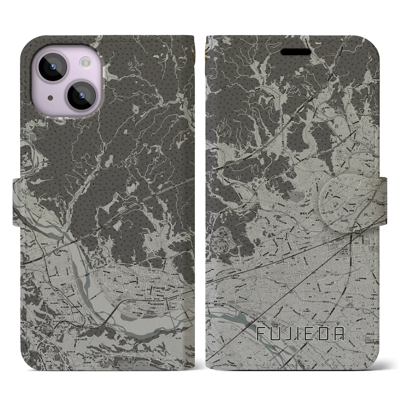 【藤枝(静岡県)】地図柄iPhoneケース(手帳タイプ)