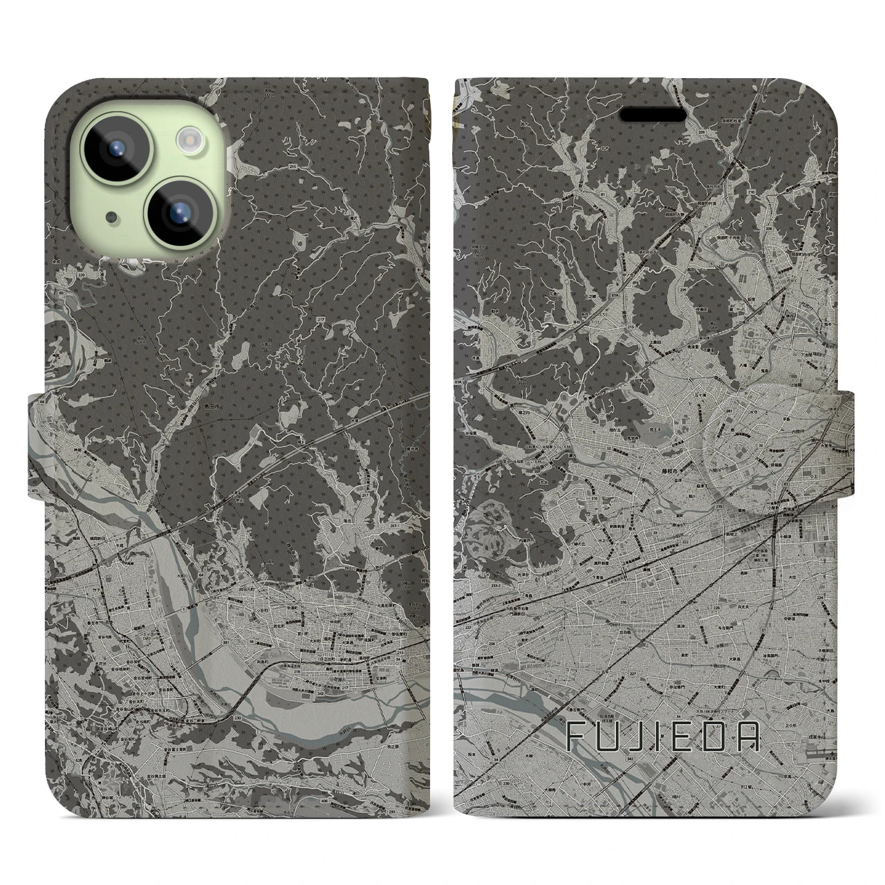 【藤枝(静岡県)】地図柄iPhoneケース(手帳タイプ)