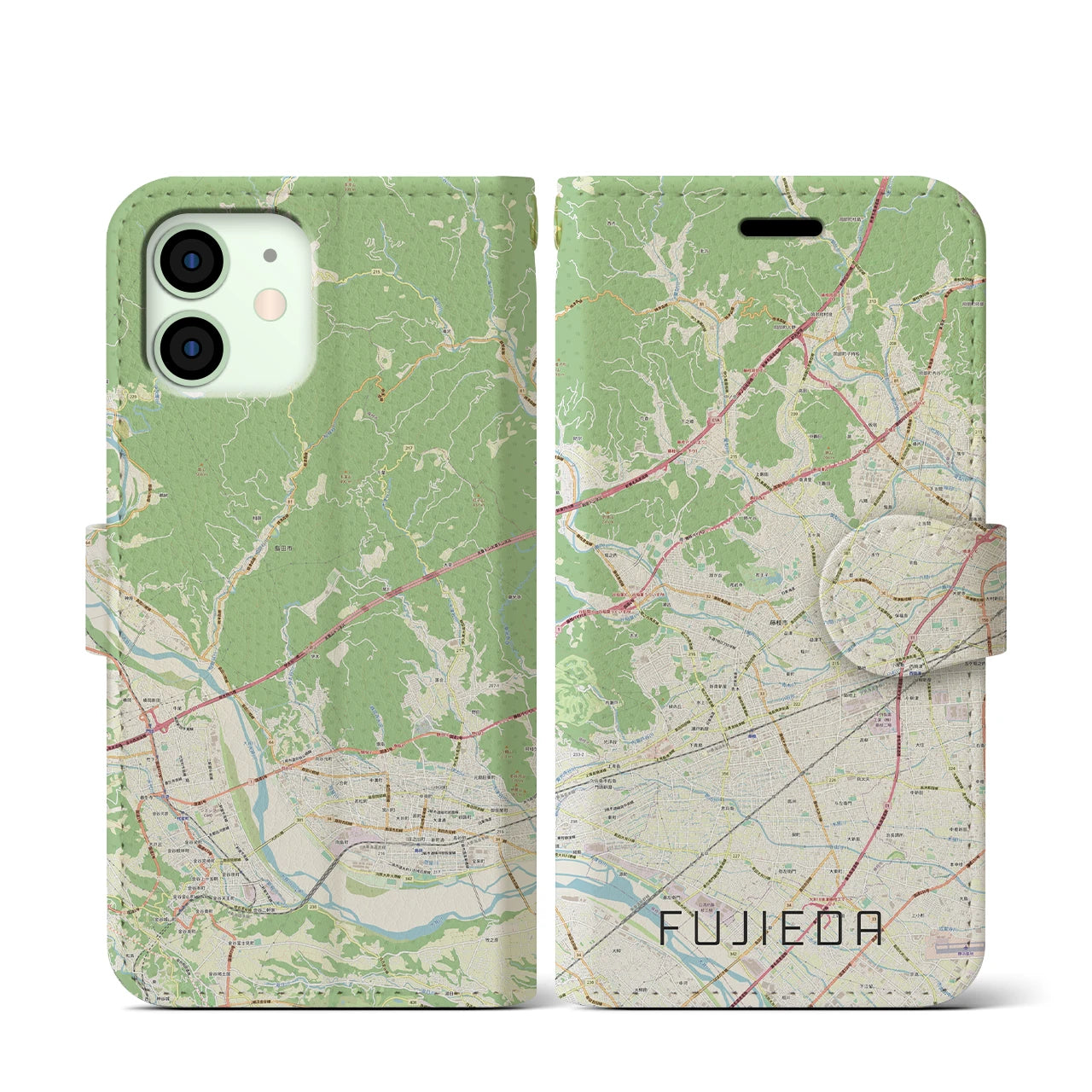 【藤枝(静岡県)】地図柄iPhoneケース(手帳タイプ)