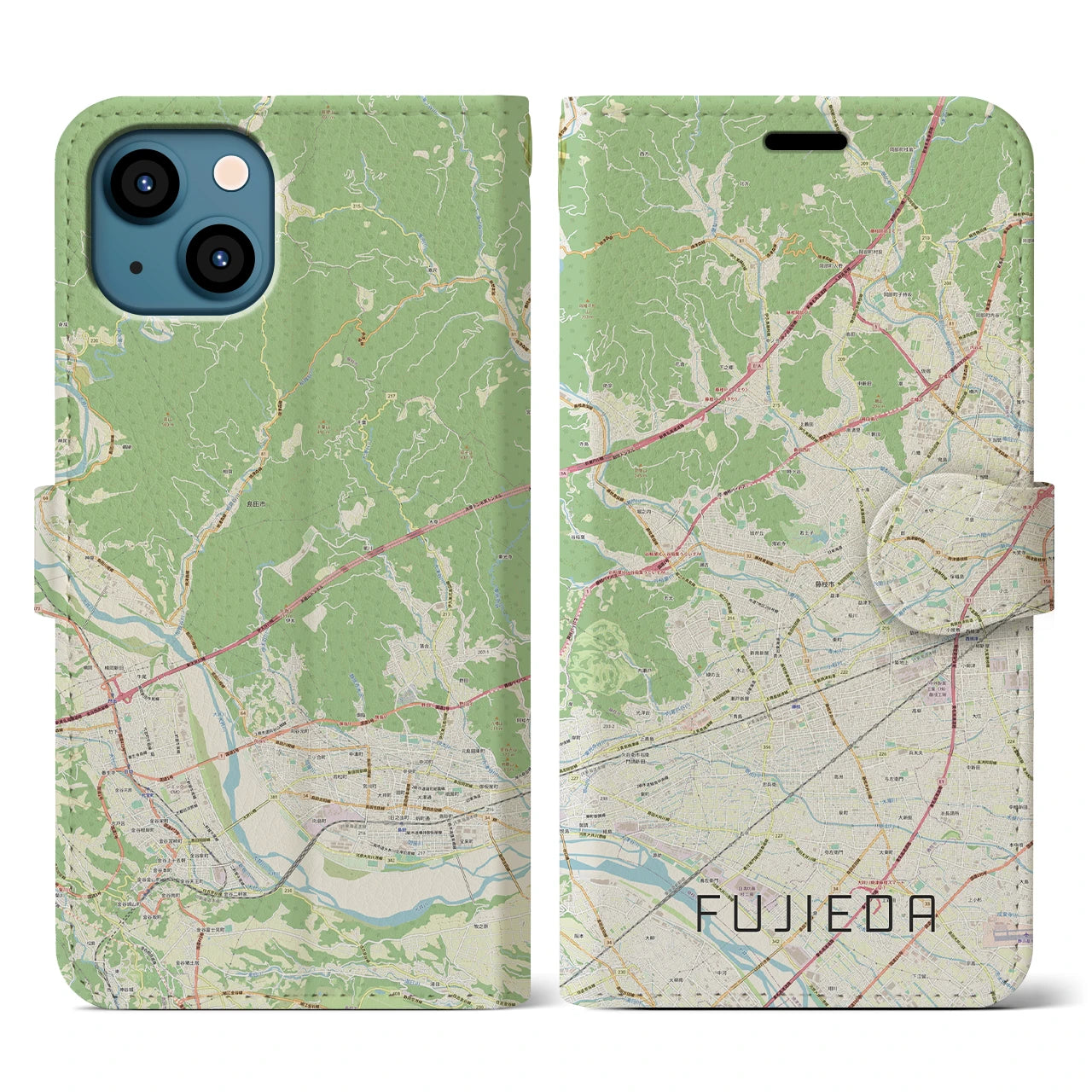 【藤枝(静岡県)】地図柄iPhoneケース(手帳タイプ)