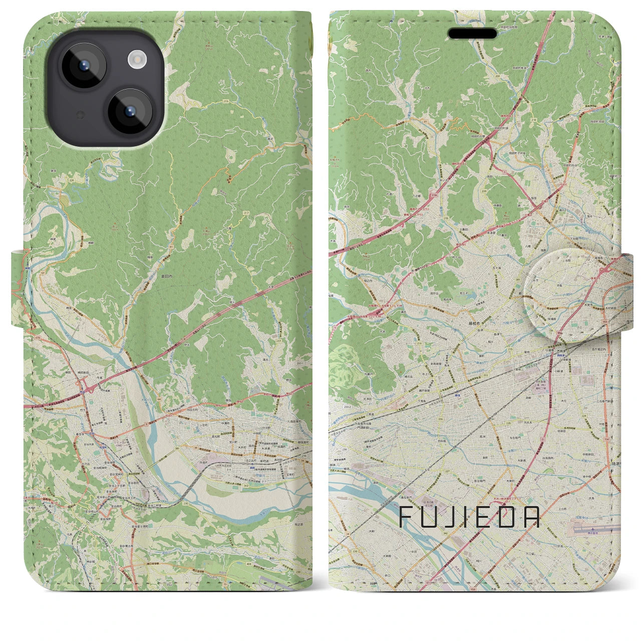 【藤枝(静岡県)】地図柄iPhoneケース(手帳タイプ)