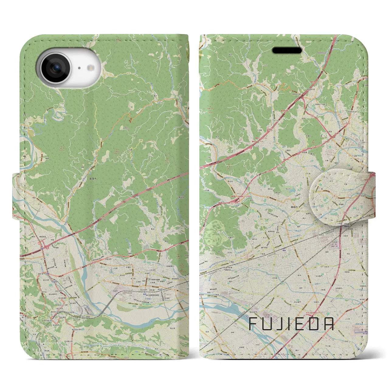 【藤枝(静岡県)】地図柄iPhoneケース(手帳タイプ)