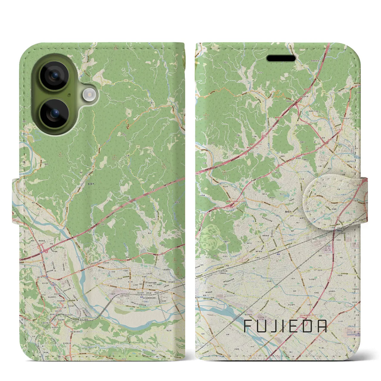 【藤枝(静岡県)】地図柄iPhoneケース(手帳タイプ)