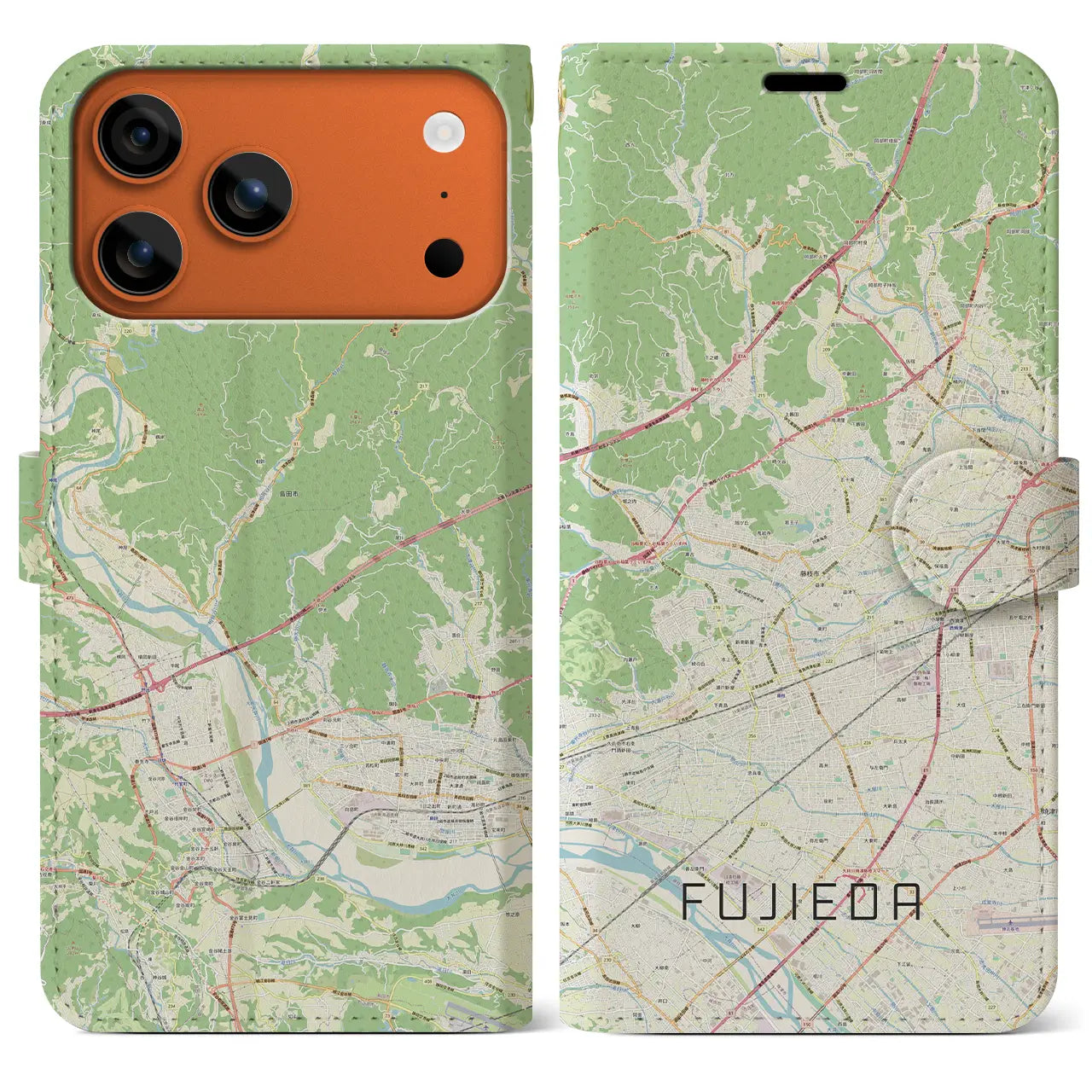 【藤枝(静岡県)】地図柄iPhoneケース(手帳タイプ)