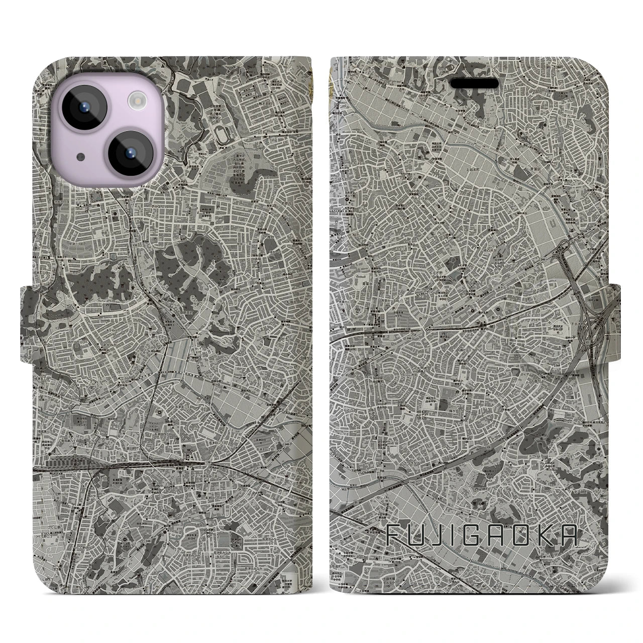 【藤が丘(神奈川県)】地図柄iPhoneケース(手帳タイプ)