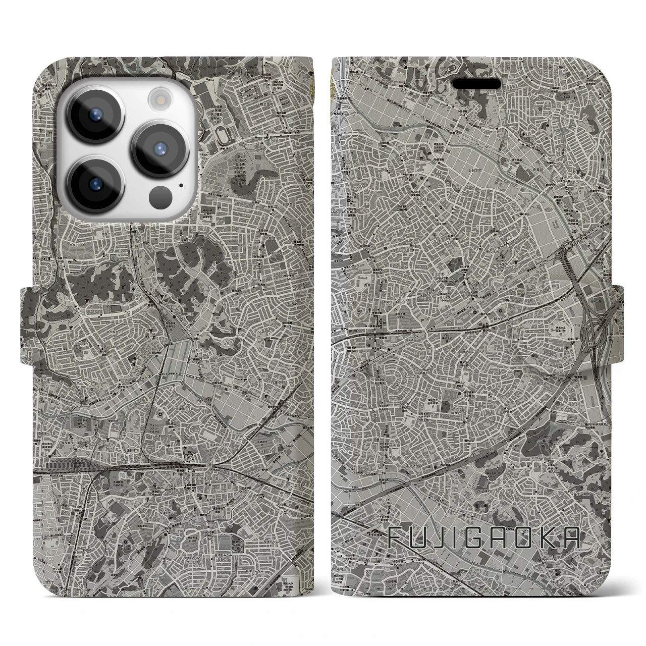 【藤が丘(神奈川県)】地図柄iPhoneケース(手帳タイプ)