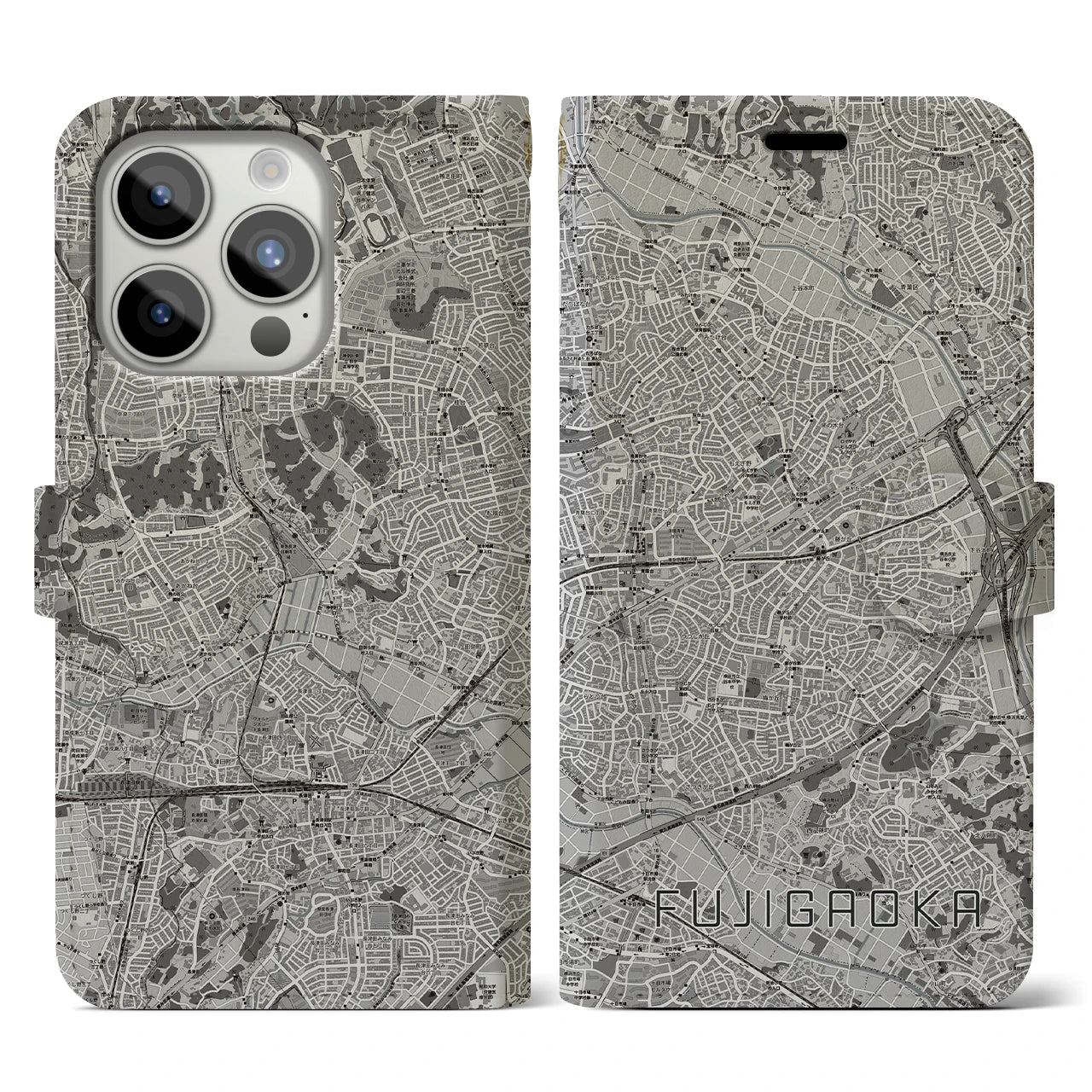 【藤が丘(神奈川県)】地図柄iPhoneケース(手帳タイプ)