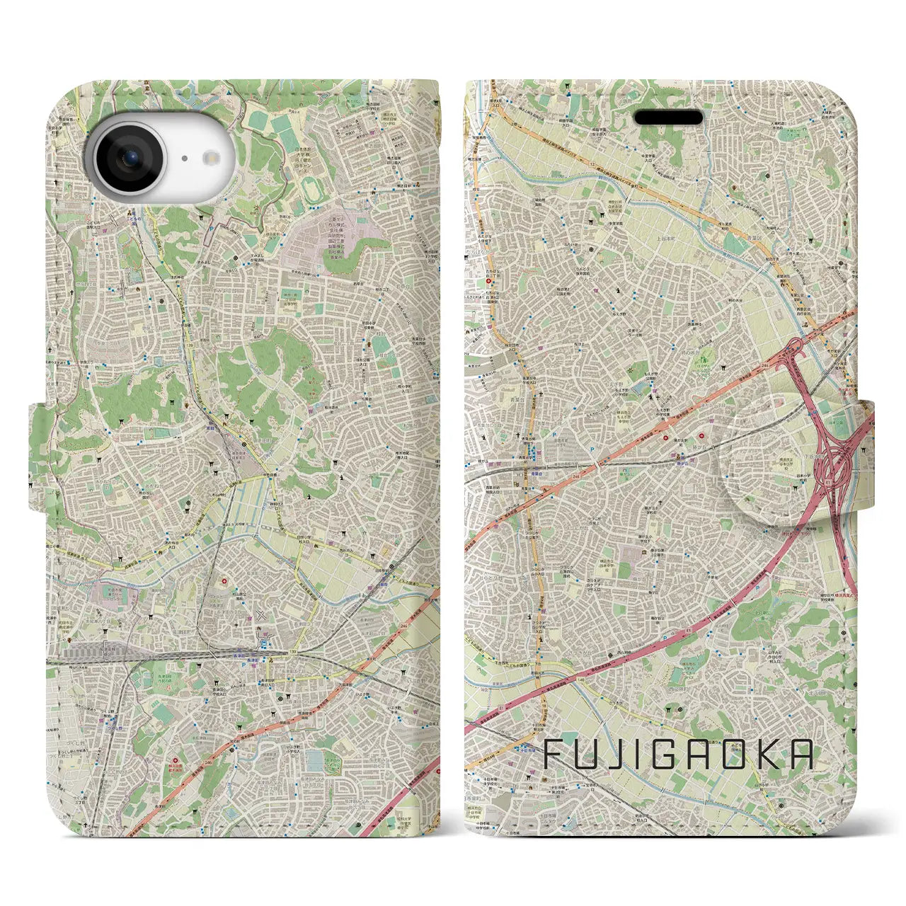 【藤が丘(神奈川県)】地図柄iPhoneケース(手帳タイプ)