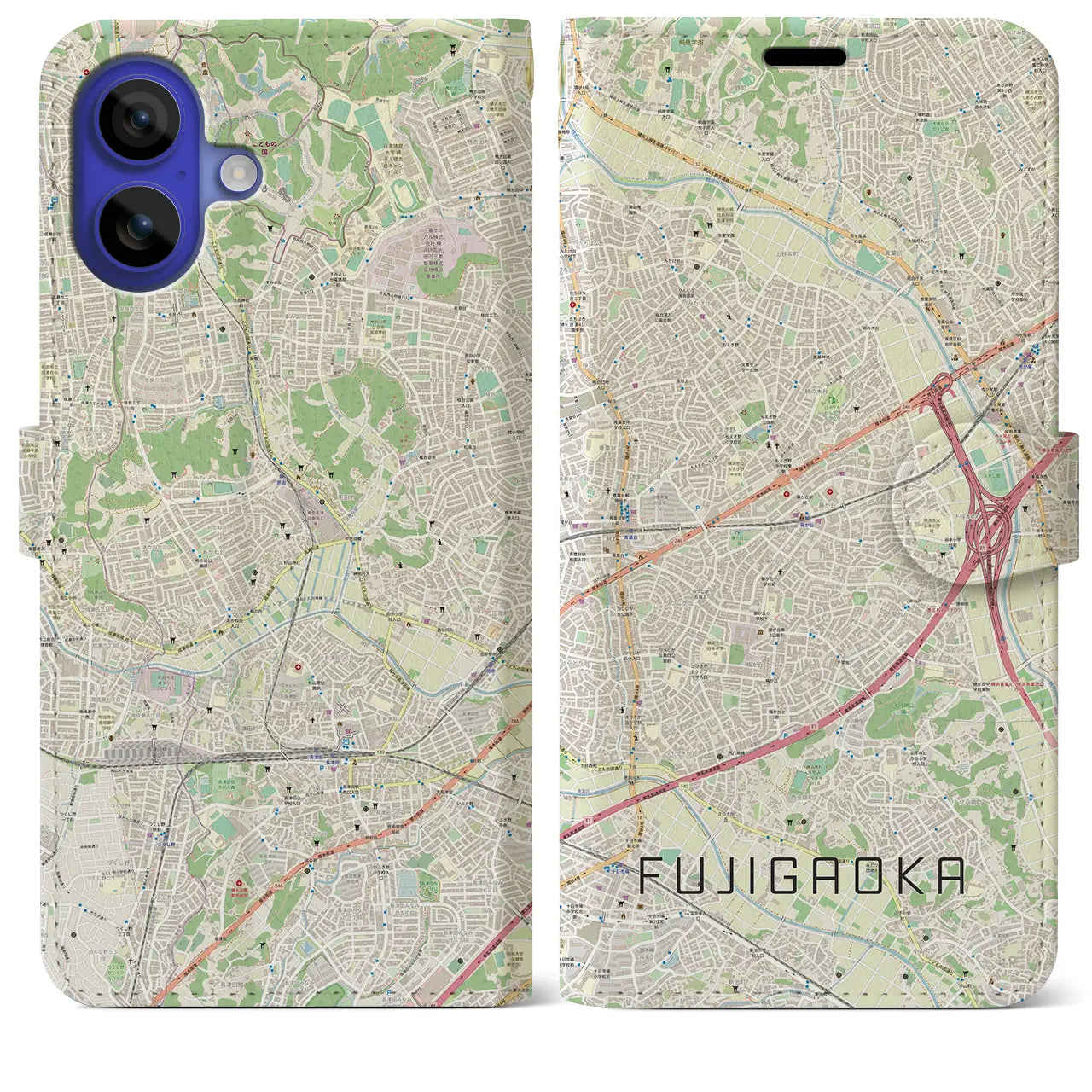 【藤が丘(神奈川県)】地図柄iPhoneケース(手帳タイプ)